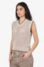 Brunello Cucinelli Beige Openwork Rib Sweater Vest Size M