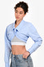 Alexander Wang Grey Bralette Blue Shirt Layered Top Size XS
