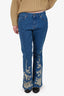 Gucci Blue Mid-Rise Wide Leg Gold Embroidered Jeans Size 29