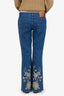 Gucci Blue Mid-Rise Wide Leg Gold Embroidered Jeans Size 29
