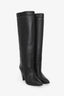 Isabel Marant Black Leather Conic Heel Tall Boots Size 37