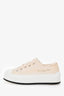 Christian Dior Cream Frayed Canvas Platform Sneakers Size 37