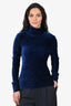 MM6 Maison Margiela Velvet Navy Long Sleeve Turtle Neck Size S