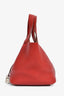 Hermès 2014 Rouge Garance Clemence Leather Picotin Lock 18