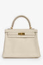 Hermès 2009 Cream Swift Leather Kelly Retourne 25 Top Handle GHW