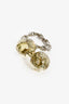 Louis Vuitton Silver Toned Chain Ring with Resin Monogram Bubbles Size 6