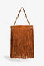 Saint Laurent Brown Suede 'Grace' Small Fringe Shoulder Bag