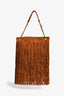 Saint Laurent Brown Suede 'Grace' Small Fringe Shoulder Bag