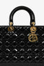 Christian Dior 2015 Black Patent Leather Large Lady Dior with Strap