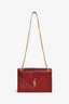 Saint Laurent Burgundy Chevron Leather Envelope Large Chain Shoulder Bag
