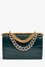 Alexander McQueen Green Croc Embossed Knuckle Shoulder Bag