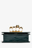 Alexander McQueen Green Croc Embossed Knuckle Shoulder Bag