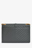 Saint Laurent Grey Chevron Leather Envelope Large Chain Shoulder Bag