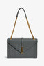 Saint Laurent Grey Chevron Leather Envelope Large Chain Shoulder Bag