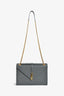 Saint Laurent Grey Chevron Leather Envelope Large Chain Shoulder Bag