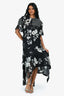 Preen by Thornton Bregazzi Black/White Floral Asymmetrical Midi Skirt/Short Sleeve Top Set Size S