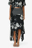 Preen by Thornton Bregazzi Black/White Floral Asymmetrical Midi Skirt/Short Sleeve Top Set Size S