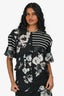Preen by Thornton Bregazzi Black/White Floral Asymmetrical Midi Skirt/Short Sleeve Top Set Size S