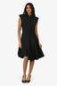 Alexander McQueen Black Sleeveless Midi Dress with Gold Buttons Size 42