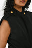 Alexander McQueen Black Sleeveless Midi Dress with Gold Buttons Size 42