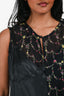 Junya Watanabe Comme des Garçons Black Floral Pleated Detail Sleeveless Midi Dress Size S