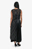 Junya Watanabe Comme des Garçons Black Floral Pleated Detail Sleeveless Midi Dress Size S