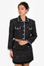 Sandro Black/Blue/Pink Tweed Crop Jacket Size 36