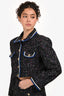 Sandro Black/Blue/Pink Tweed Crop Jacket Size 36