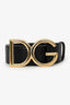 Dolce & Gabbana Black Grained Leather Gold DG Belt