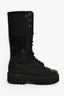 Dorothee Schumacher Black Canvas/ Leather Platform Mid Calf Combat Boots Size 37