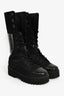 Dorothee Schumacher Black Canvas/ Leather Platform Mid Calf Combat Boots Size 37