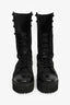Dorothee Schumacher Black Canvas/ Leather Platform Mid Calf Combat Boots Size 37