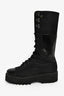 Dorothee Schumacher Black Canvas/ Leather Platform Mid Calf Combat Boots Size 37