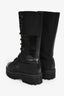 Dorothee Schumacher Black Canvas/ Leather Platform Mid Calf Combat Boots Size 37