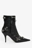 Balenciaga Black Leather Cagole Ankle Heeled Boots Size 37