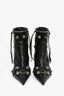 Balenciaga Black Leather Cagole Ankle Heeled Boots Size 37
