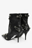 Balenciaga Black Leather Cagole Ankle Heeled Boots Size 37