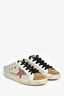 Golden Goose White Mesh/Brown Suede Sabot Slip-On Mule Sneakers Size 36