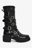 Christian Dior Black Leather Buckle 'Fight' Combat Boots Size 37