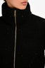 Fabiana Filippi Black Tweed Sequin Down Puffer Jacket Size XXS