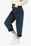 Rag & Bone Washed Dark Blue Quilted Charlie Barrel Leg Jeans Size 24