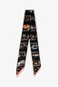 Hermès Black Animal/Train Printed Silk Twilly