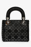 Christian Dior 2019 Black Satin Crystal Embellished Mini Lady Dior with Strap