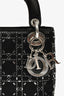 Christian Dior 2019 Black Satin Crystal Embellished Mini Lady Dior with Strap