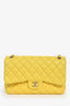 Pre-Loved Chanel™ 2011-12 Yellow Lambskin Yellow Jumbo Double Flap Shoulder Bag