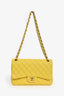 Pre-Loved Chanel™ 2011-12 Yellow Lambskin Yellow Jumbo Double Flap Shoulder Bag