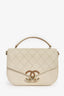 Pre-Loved Chanel™ 2018 Paris-Cuba Beige Caviar Leather Thread Around Flap Bag