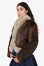 Vintage Brown Fur Cropped Jacket Size S