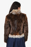 Vintage Brown Fur Cropped Jacket Size S