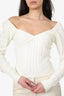 Mojorelle Cream Cable Knit Sweetheart Neckline Sweater Size M